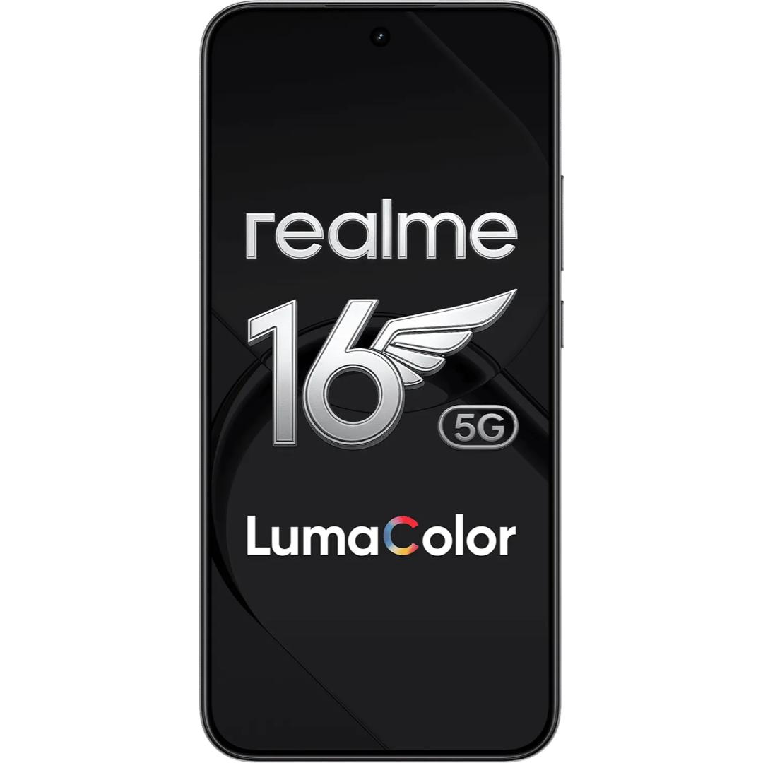 Realme 16 5G 16.69 Centimeter (6.57) 50MP Wide Angle + 2MP Monochrome Dual Rear Camera 50MP Front Camera 120Hz Full HD+ AMOLED (Flexible) Display Mediatek® Dimensity® 6400 Turbo Octa Core Processor Smartphones Mobile