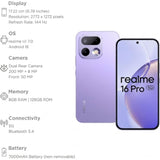Realme 16 Pro 5G 17.22 Centimeter (6.78) 200MP + 8MP Dual Rear Camera 50MP Front Camera 144Hz Full HD+ AMOLED Display MediaTek Dimensity 7300 Max 5G Octa Core Processor Smartphones Mobile
