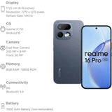 Realme 16 Pro 5G 17.22 Centimeter (6.78) 200MP + 8MP Dual Rear Camera 50MP Front Camera 144Hz Full HD+ AMOLED Display MediaTek Dimensity 7300 Max 5G Octa Core Processor Smartphones Mobile