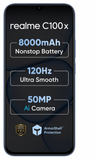 Realme C100x 4G 17.27 Centimeter (6.80) 50MP Rear Camera 5MP Front Camera 120Hz HD+ LCD Display Unisoc T7250 Octa Core Processor Smartphones Mobile