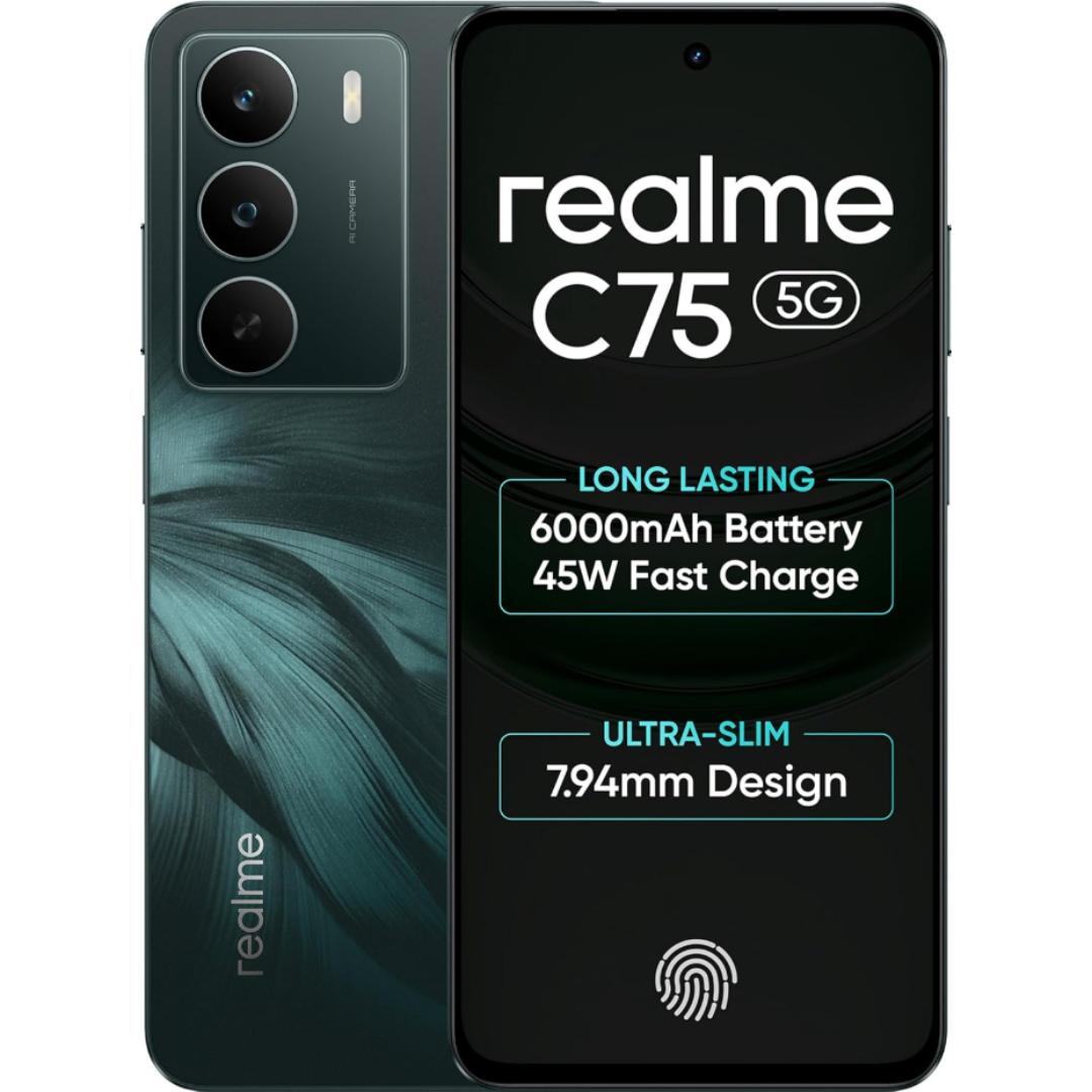 Realme C75 5G 16.94 Centimeter (6.67) 32MP Galaxy Core GC32E2 AF Rear Camera 8MP Front Camera 120Hz Eye Comfort HD+ LCD Display Mediatek Dimensity 6300 Octa Core Processor Smartphones Mobile