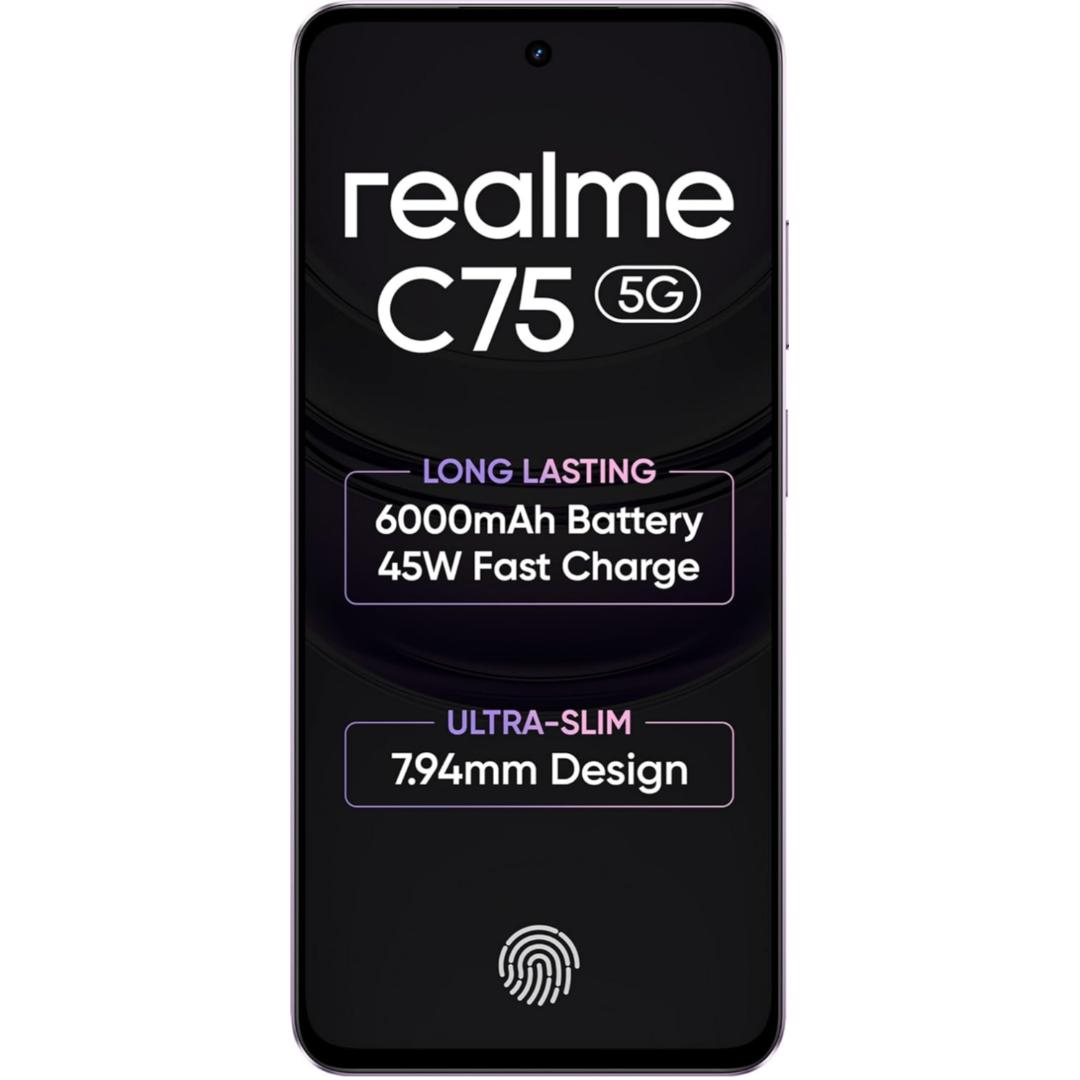 Realme C75 5G 16.94 Centimeter (6.67) 32MP Galaxy Core GC32E2 AF Rear Camera 8MP Front Camera 120Hz Eye Comfort HD+ LCD Display Mediatek Dimensity 6300 Octa Core Processor Smartphones Mobile