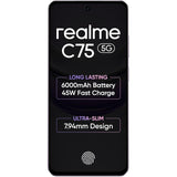 Realme C75 5G 16.94 Centimeter (6.67) 32MP Galaxy Core GC32E2 AF Rear Camera 8MP Front Camera 120Hz Eye Comfort HD+ LCD Display Mediatek Dimensity 6300 Octa Core Processor Smartphones Mobile
