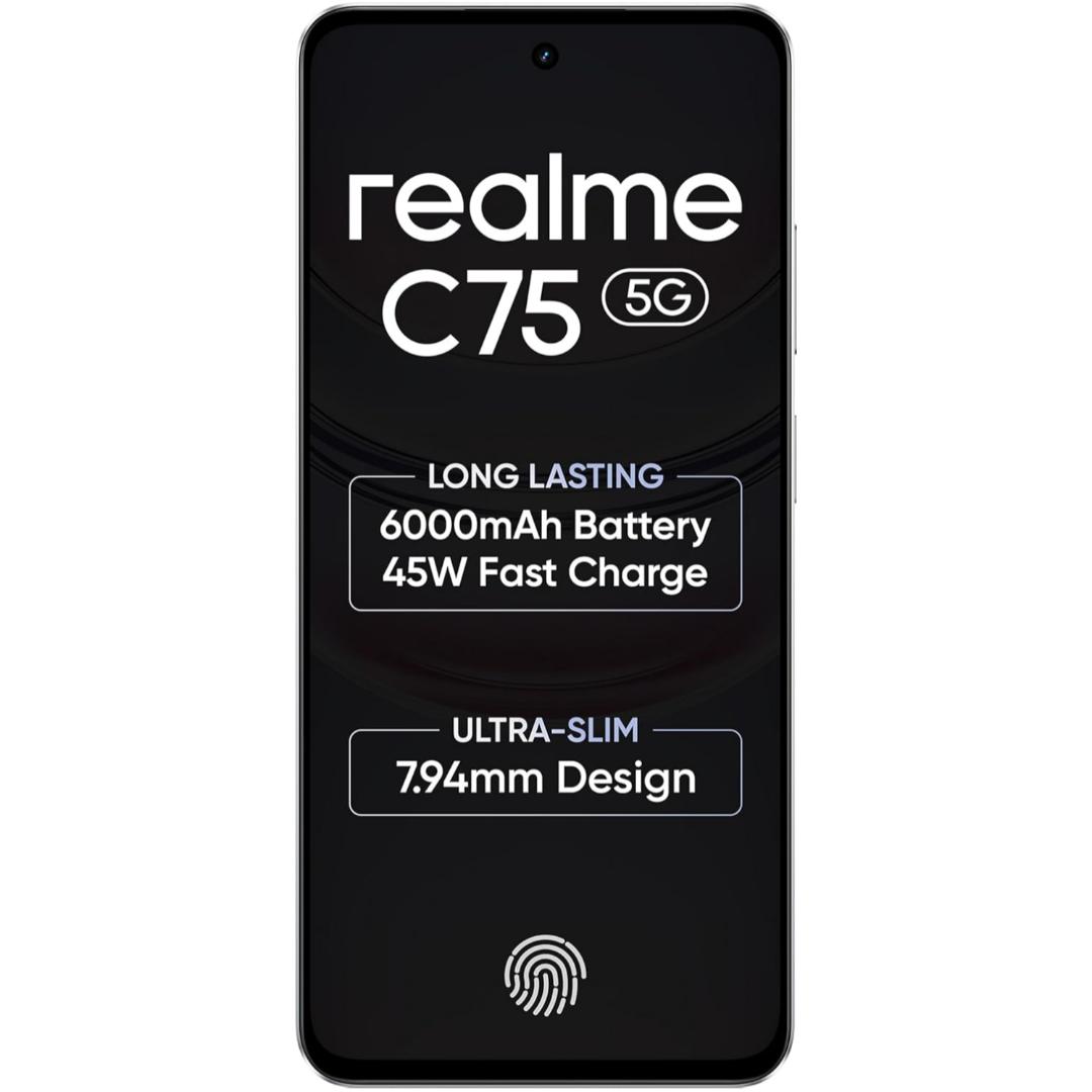 Realme C75 5G 16.94 Centimeter (6.67) 32MP Galaxy Core GC32E2 AF Rear Camera 8MP Front Camera 120Hz Eye Comfort HD+ LCD Display Mediatek Dimensity 6300 Octa Core Processor Smartphones Mobile