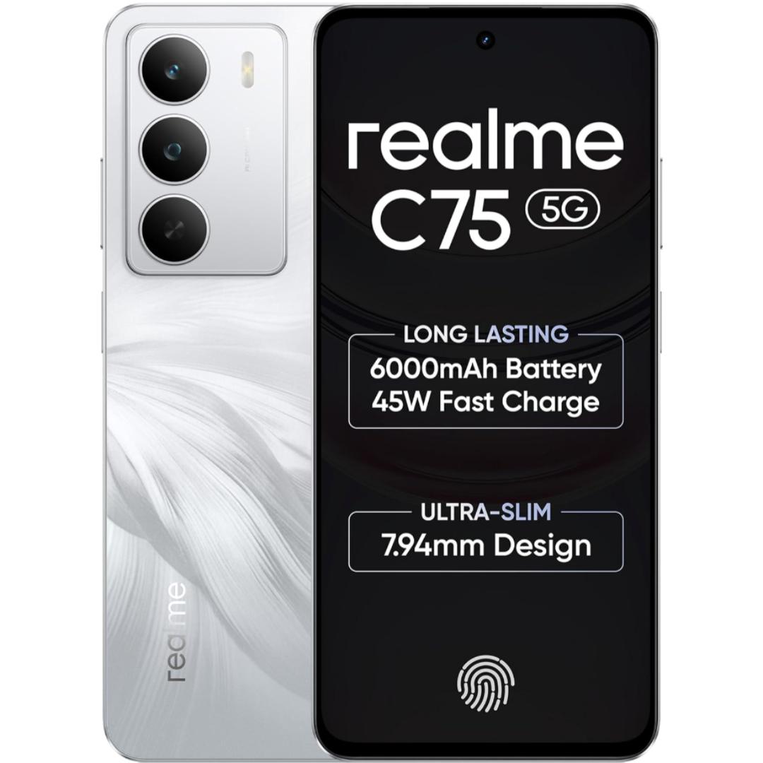 Realme C75 5G 16.94 Centimeter (6.67) 32MP Galaxy Core GC32E2 AF Rear Camera 8MP Front Camera 120Hz Eye Comfort HD+ LCD Display Mediatek Dimensity 6300 Octa Core Processor Smartphones Mobile