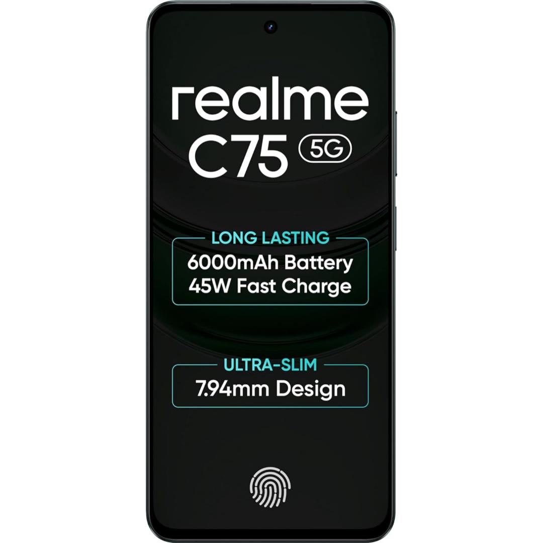 Realme C75 5G 16.94 Centimeter (6.67) 32MP Galaxy Core GC32E2 AF Rear Camera 8MP Front Camera 120Hz Eye Comfort HD+ LCD Display Mediatek Dimensity 6300 Octa Core Processor Smartphones Mobile