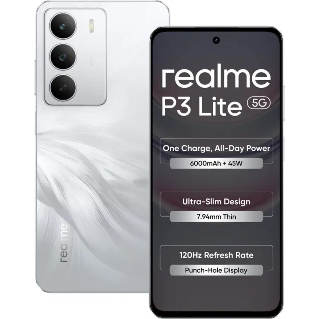 Realme P3 Lite 5G 16.94 Centimeter (6.67) 32MP Galaxycore GC32E2 AF Rear Camera 8MP Front Camera 120Hz Eye Comfort HD+ Display MediaTek Dimensity 6300 6nm Octa Core Processor Smartphones Mobile