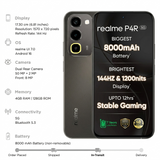 Realme P4R 5G 17.30 Centimeter (6.81) 50MP+2MP Dual Rear Camera 8MP Front Camera 144Hz HD+ LCD Display MediaTek Dimensity 6300 Octa Core Processor Smartphones Mobile