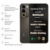 Realme P4R 5G 17.30 Centimeter (6.81) 50MP+2MP Dual Rear Camera 8MP Front Camera 144Hz HD+ LCD Display MediaTek Dimensity 6300 Octa Core Processor Smartphones Mobile