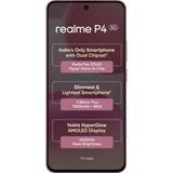 Realme P4 5G 17.20 Centimeter (6.77) 50MP OV50D40 Sensor AI + 8MP WideAngle Dual Rear Camera 16MP Front Camera 144Hz HyperGlow Full HD+ AMOLED Flexible Display Mediatek Dimensity 7400 Ultra 5G 4nm Octa Core Processor Smartphones Mobile