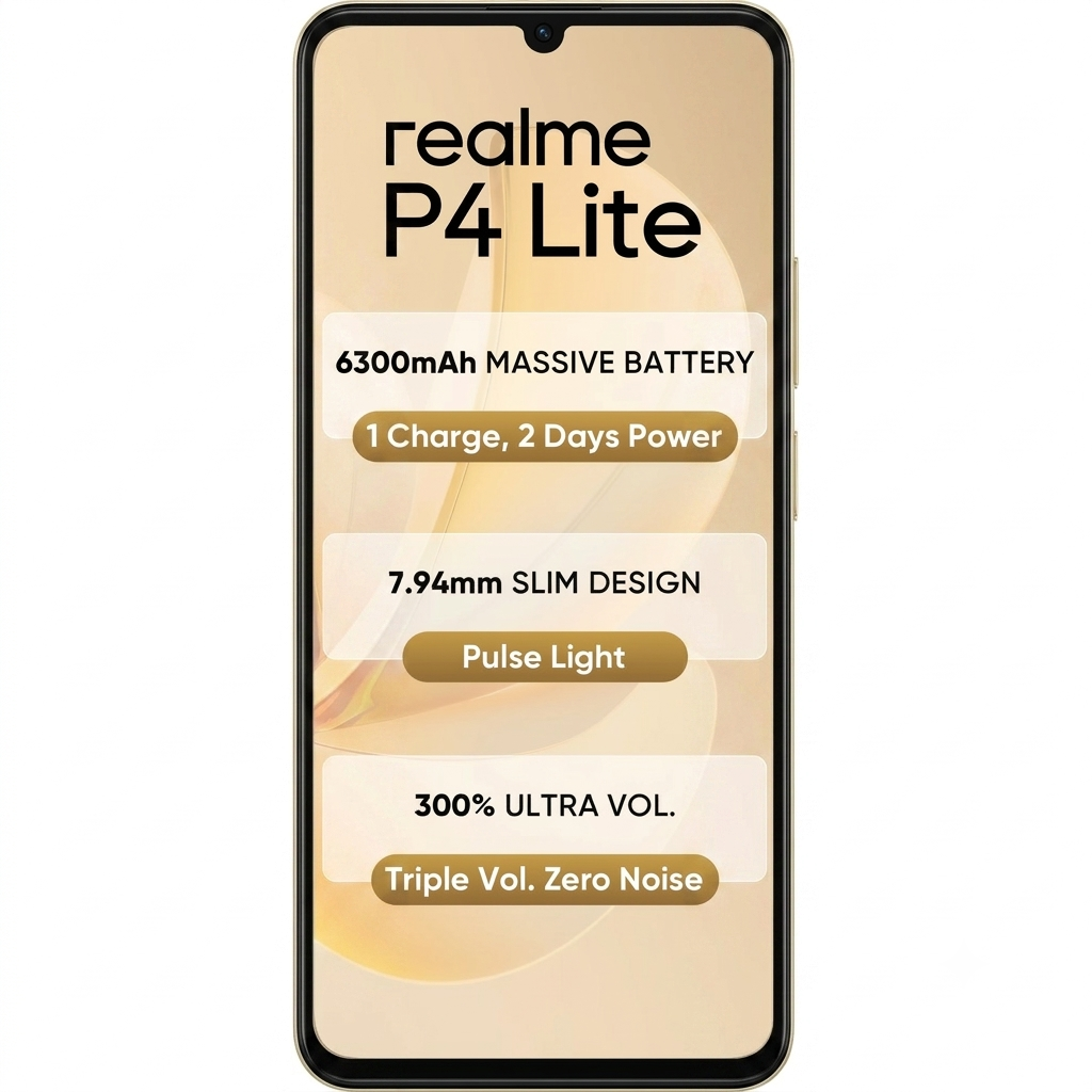 Realme P4 Lite 4G 17.13 Centimeter (6.74) OV13B10 13MP Rear Camera SC520CS  5MP Front Camera 90Hz HD+ LCD Display Unisoc T7250 Octa Core Processor Smartphones Mobile