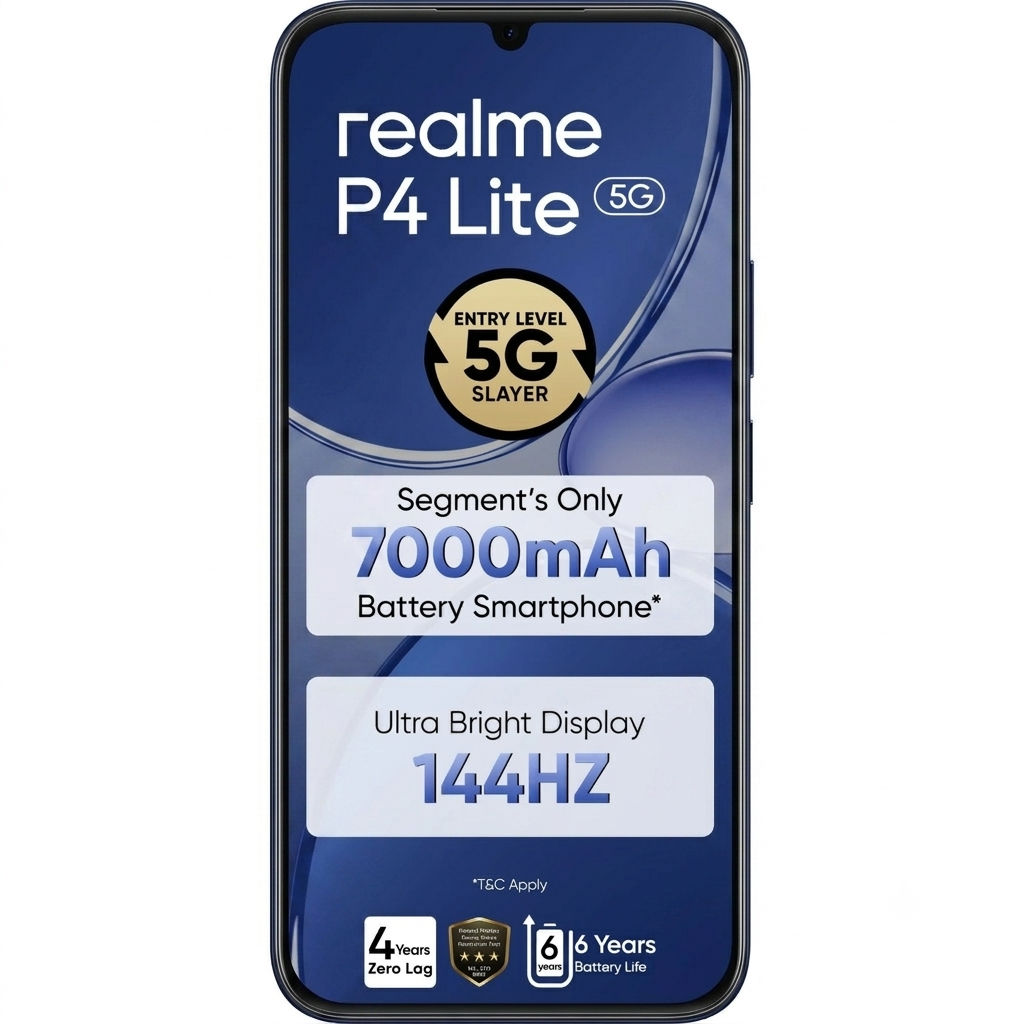 Realme P4 Lite 5G 17.27 Centimeter (6.80) 13MP Rear Camera 5MP Front Camera 144Hz HD+ LCD Display MediaTek Dimensity 6300 Octa Core Processor Smartphones Mobile