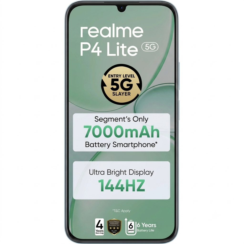 Realme P4 Lite 5G 17.27 Centimeter (6.80) 13MP Rear Camera 5MP Front Camera 144Hz HD+ LCD Display MediaTek Dimensity 6300 Octa Core Processor Smartphones Mobile