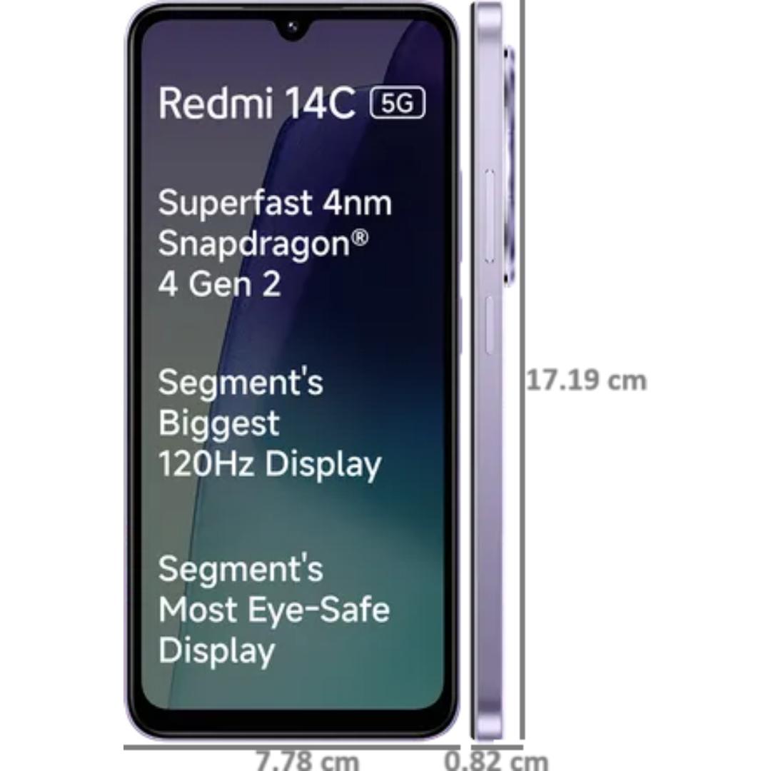 Redmi 14C 5G 17.47 Centimeter (6.88) 50 MP Rear Camera & 8 MP Front Camera HD+ 120Hz Snapdragon® 4s Gen 2 5G Octa Core Processor Smartphones Mobile