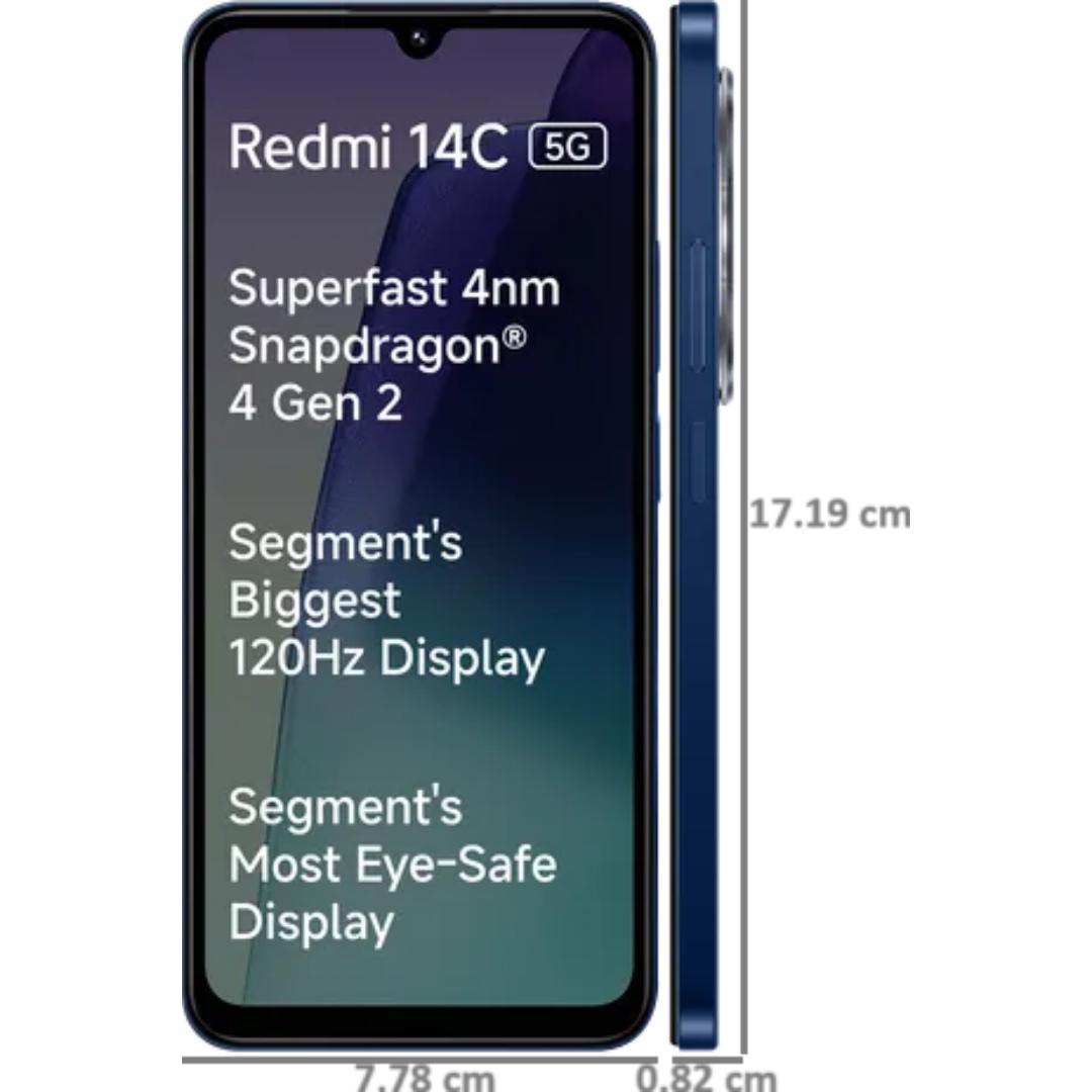 Redmi 14C 5G 17.47 Centimeter (6.88) 50 MP Rear Camera & 8 MP Front Camera HD+ 120Hz Snapdragon® 4s Gen 2 5G Octa Core Processor Smartphones Mobile