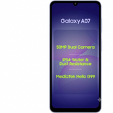 Samsung 17.13 Centimeter (6.74) Galaxy A07 4G HD+ 90 Hz PLS Display Dual Rear Camera 50 MP + 2 MP & 8 MP Front Camera 6 nm MediaTek Helio G99 Octa Core Processor Smartphones Mobile