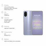 Samsung 17.13 Centimeter (6.74) Galaxy A07 4G HD+ 90 Hz PLS Display Dual Rear Camera 50 MP + 2 MP & 8 MP Front Camera 6 nm MediaTek Helio G99 Octa Core Processor Smartphones Mobile
