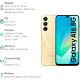 Samsung 16.91 Centimeter (6.7) Galaxy A16 5G Full HD+ 90 Hz Super AMOLED Display Triple Rear Camera 50 MP + 5 MP + 2 MP & 13 MP Front Camera Mediatek Dimensity 6300 Octa Core Processor Smartphones Mobile