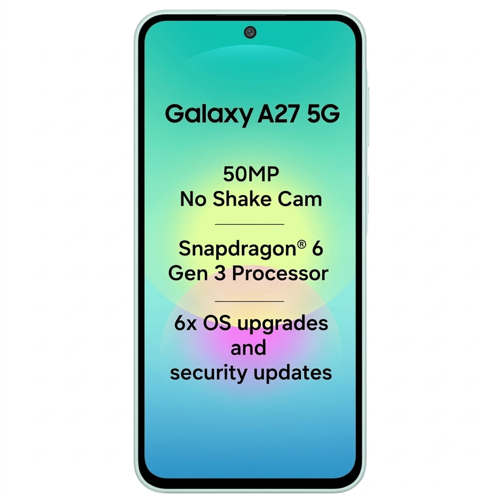 Samsung 16.89 Centimeter (6.65) Galaxy A27 5G 120 Hz Full HD+ Super AMOLED Display Triple Rear Camera 50 MP + 5 MP + 2 MP & 12 MP Front Camera Qalcomm® Snapdragon® 6 Gen 3 Octa Core Processor Smartphones Mobile