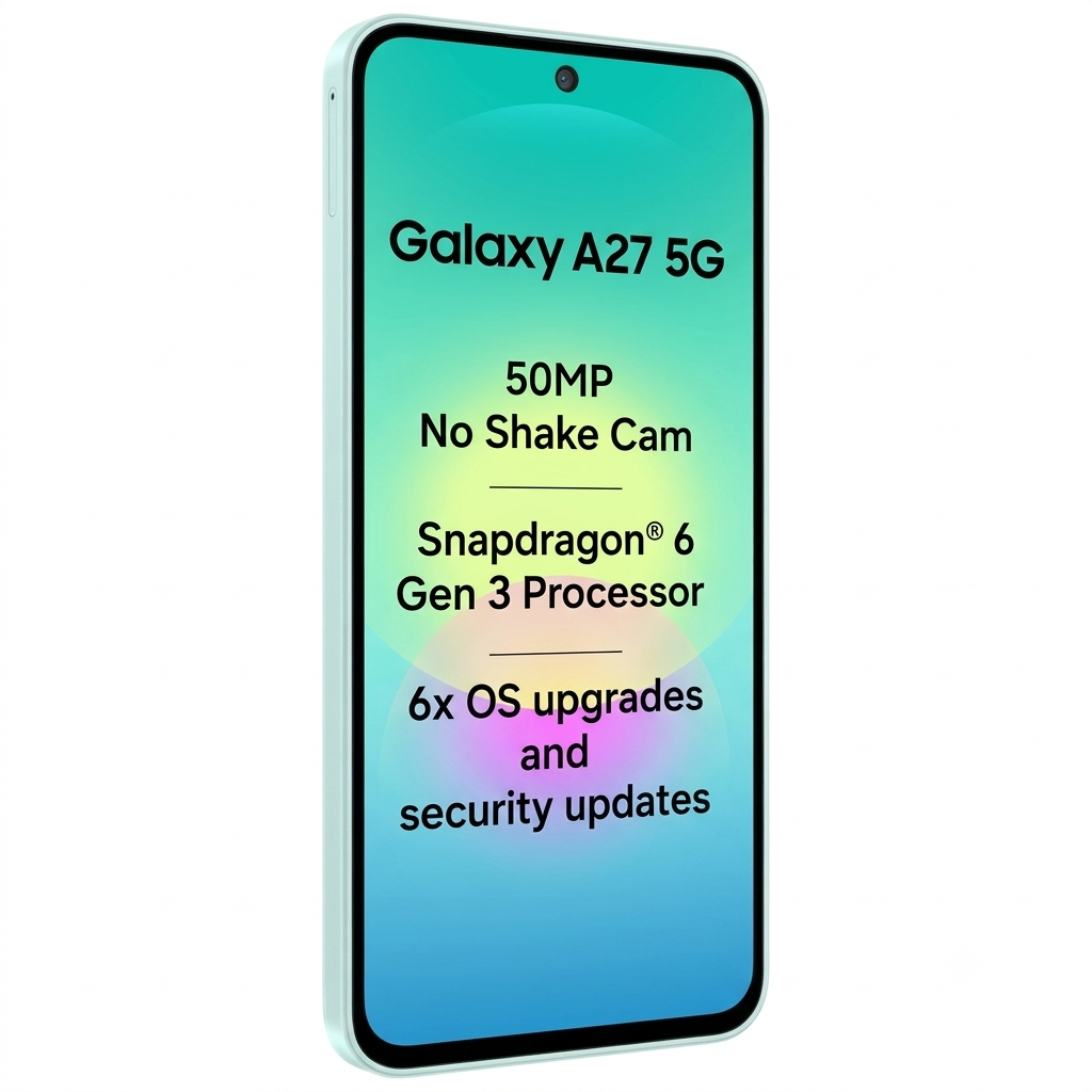 Samsung 16.89 Centimeter (6.65) Galaxy A27 5G 120 Hz Full HD+ Super AMOLED Display Triple Rear Camera 50 MP + 5 MP + 2 MP & 12 MP Front Camera Qalcomm® Snapdragon® 6 Gen 3 Octa Core Processor Smartphones Mobile