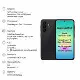 Samsung 16.89 Centimeter (6.65) Galaxy A27 5G 120 Hz Full HD+ Super AMOLED Display Triple Rear Camera 50 MP + 5 MP + 2 MP & 12 MP Front Camera Qalcomm® Snapdragon® 6 Gen 3 Octa Core Processor Smartphones Mobile