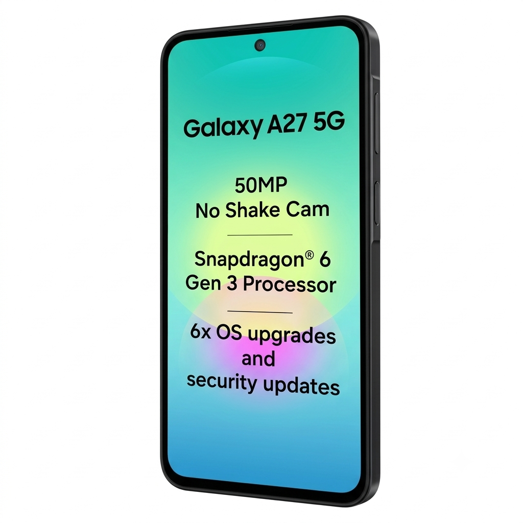 Samsung 16.89 Centimeter (6.65) Galaxy A27 5G 120 Hz Full HD+ Super AMOLED Display Triple Rear Camera 50 MP + 5 MP + 2 MP & 12 MP Front Camera Qalcomm® Snapdragon® 6 Gen 3 Octa Core Processor Smartphones Mobile