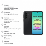 Samsung 16.89 Centimeter (6.65) Galaxy A27 5G 120 Hz Full HD+ Super AMOLED Display Triple Rear Camera 50 MP + 5 MP + 2 MP & 12 MP Front Camera Qalcomm® Snapdragon® 6 Gen 3 Octa Core Processor Smartphones Mobile
