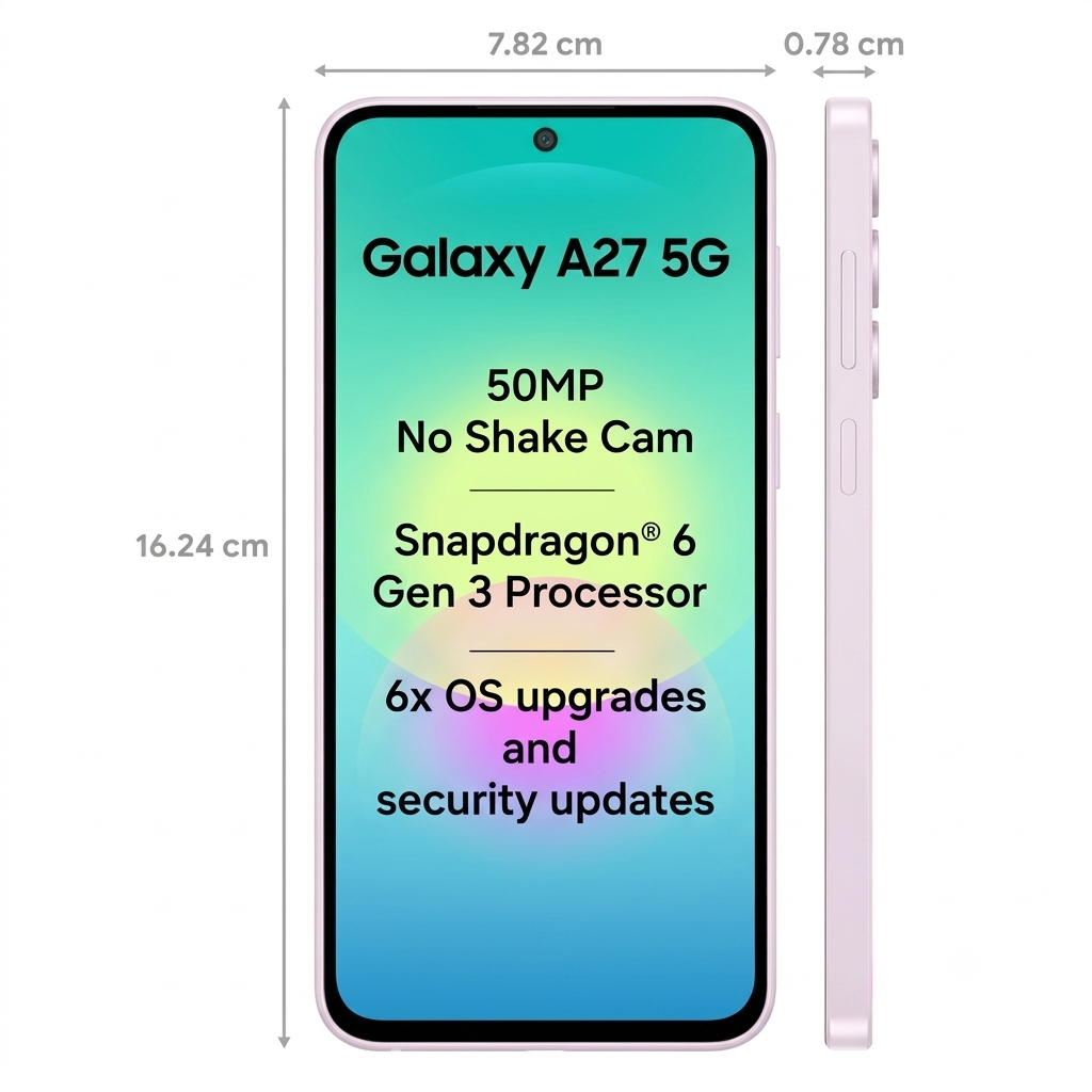 Samsung 16.89 Centimeter (6.65) Galaxy A27 5G 120 Hz Full HD+ Super AMOLED Display Triple Rear Camera 50 MP + 5 MP + 2 MP & 12 MP Front Camera Qalcomm® Snapdragon® 6 Gen 3 Octa Core Processor Smartphones Mobile