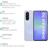 Samsung 17.02 Centimeter (6.7) Galaxy A36 5G Full HD+ 120 Hz Super AMOLED Display Triple Rear Camera 50 MP + 8 MP + 5 MP & 12 MP Front Camera Qualcomm Snapdragon 6s Gen 3, Octa Core Processor Smartphones Mobile