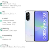 Samsung 17.02 Centimeter (6.7) Galaxy A36 5G Full HD+ 120 Hz Super AMOLED Display Triple Rear Camera 50 MP + 8 MP + 5 MP & 12 MP Front Camera Qualcomm Snapdragon 6s Gen 3, Octa Core Processor Smartphones Mobile