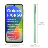 Samsung 17.13 Centimeter (6.74) Galaxy F70E 5G Dual Rear Camera 50MP + 2MP, 8MP Front Camera HD+ PLS LCD Display MediaTek Dimensity 6300 Octa Core Processor Smartphones Mobile