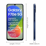 Samsung 17.13 Centimeter (6.74) Galaxy F70E 5G Dual Rear Camera 50MP + 2MP, 8MP Front Camera HD+ PLS LCD Display MediaTek Dimensity 6300 Octa Core Processor Smartphones Mobile