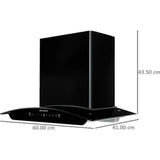 FABER 60 Centimeter SUNNY IN HC SC FL LG 60cm 1200m3/hr Ducted with Touch & Gesture Control Auto Clean Wall Mounted Chimney (Black)