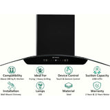 FABER 90 Centimeter SUNNY IN HC SC FL LG 90 1200m³/hr Ducted with Touch & Gesture Control Auto Clean Wall Mounted Chimney (Black)