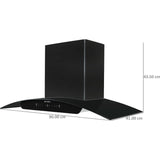 FABER 90 Centimeter SUNNY IN HC SC FL LG 90 1200m³/hr Ducted with Touch & Gesture Control Auto Clean Wall Mounted Chimney (Black)