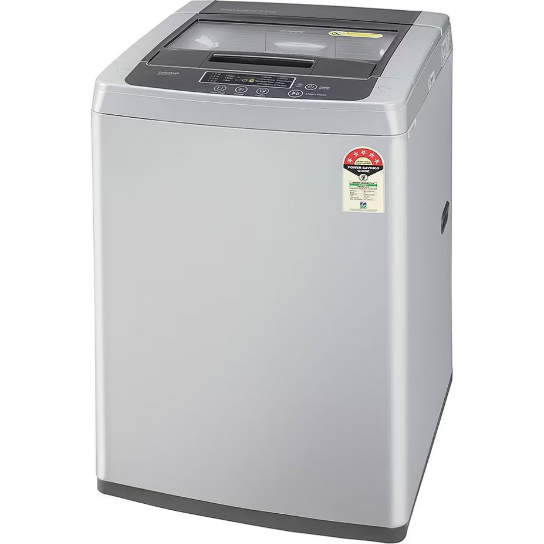 LG 7.0 kg T65SKSF4ZD.BSFQEIL 5 Star TurboDrumTM with Smart Inverter Technology Fully Automatic Top Loading Washing Machine (Middle Free Silver)