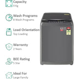 LG 9.0 Kg T90AJPB1Z.APBQEIL 5 Star Jet Spray+ Smart Inverter Technology TurboDrum with Auto Tub Clean Smart Diagnosis Fully Automatic Top Loading Washing Machine (2024 Model, Platinum Black)