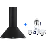 FABER 60 Centimeter Combo (HOOD TENDER 3D PB BK 60+MIXER) 1095m3/hr Push Buttons Wall Mounted Chimney (Black)