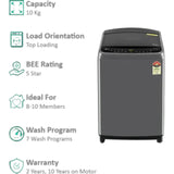 LG 10.0 Kg THD10NPM.ABMQEIL 5 Star 6 Motion AI Direct Drive™ Technology Inverter Motor Turbodrum with Smart Diagnosis Fully Automatic Top Loading Washing Machine (2024 Model, Middle Black)