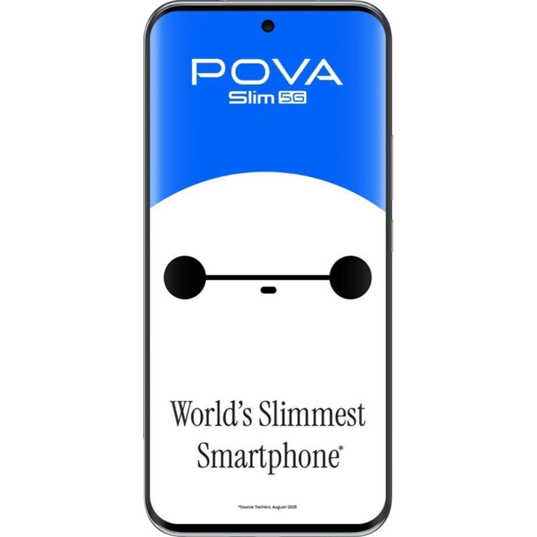 Tecno Pova Slim 5G 17.22 Centimeter (6.78) 50MP + 2MP Dual Rear Camera 13MP Front Camera 144Hz 1.5K Ultra-Bright 3D Curved AMOLED Display MediaTek Dimensity 6400 5G+ 6nm Octa Core Processor Smartphones Mobile