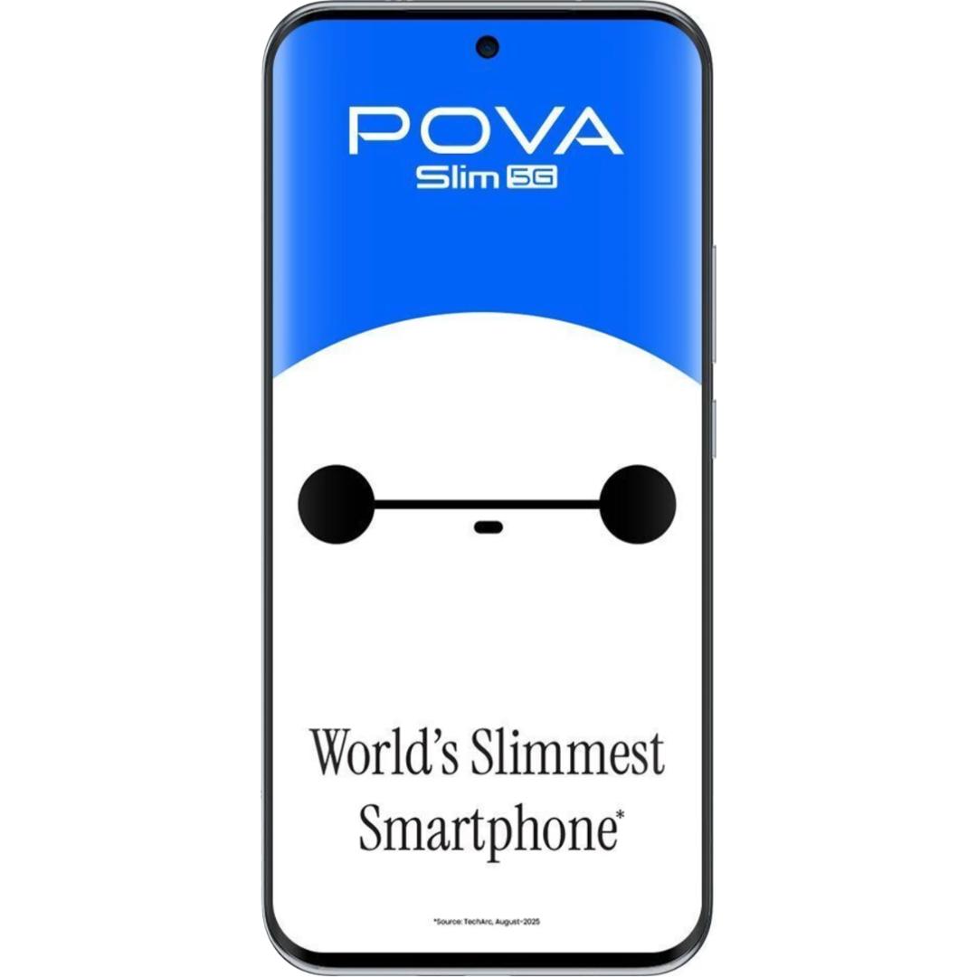 Tecno Pova Slim 5G 17.22 Centimeter (6.78) 50MP + 2MP Dual Rear Camera 13MP Front Camera 144Hz 1.5K Ultra-Bright 3D Curved AMOLED Display MediaTek Dimensity 6400 5G+ 6nm Octa Core Processor Smartphones Mobile