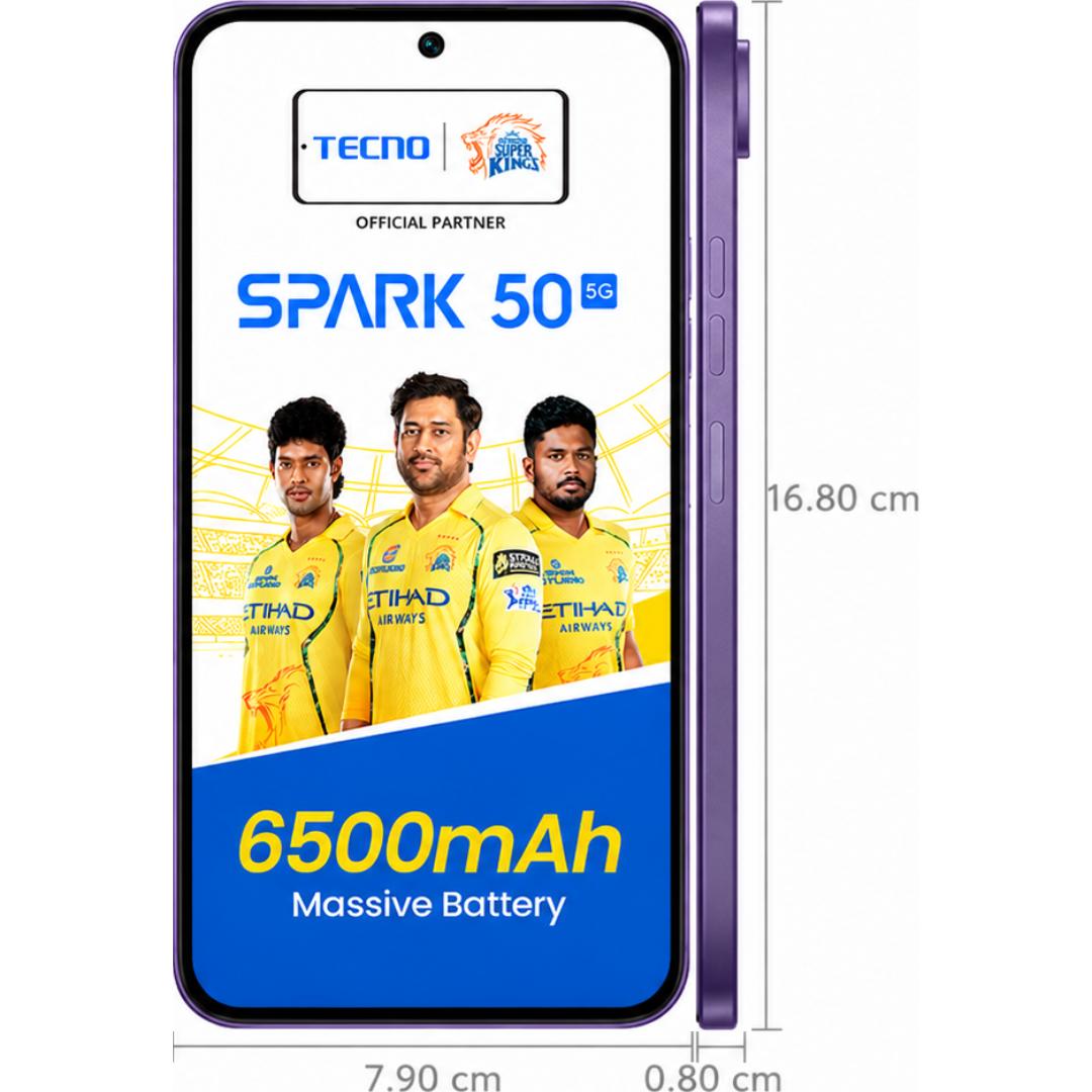 Tecno Spark 50 5G 17.22 Centimeter (6.78) 50MP Rear Camera 8MP Front Camera 120Hz HD+ IPS LCD Display Mediatek Dimensity 6400 Octa Core Processor Smartphones Mobile