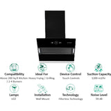 FABER 60 Centimeter VERTIGO FL SC AC BK 60 1200 m3/hr with Touch & Gesture Control Auto Clean Wall Mounted Chimney (Black)