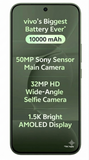 Vivo S2 FE 5G 17.35 Centimeter (6.83) Dual Rear Camera 50 MP Sony Sensor Main Camera + 2 MP Bokeh Camera & 32 MP HD Wide-Angle Front Camera 120Hz Full HD+ 1.5K Bright AMOLED Display MediaTek Dimensity 7360e-Octa Core Processor Smartphones Mobile