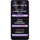 Vivo T4x 5G 17.06 Centimeter (6.72) Dual Rear Camera 50 MP AI Main Camera + 2 MP Bokeh Camera & 8 MP Front Camera 120Hz Full HD+ TFT LCD Display MediaTek Dimensity 7300 5G Octa Core Processor Smartphones Mobile