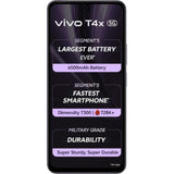 Vivo T4x 5G 17.06 Centimeter (6.72) Dual Rear Camera 50 MP AI Main Camera + 2 MP Bokeh Camera & 8 MP Front Camera 120Hz Full HD+ TFT LCD Display MediaTek Dimensity 7300 5G Octa Core Processor Smartphones Mobile