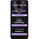 Vivo T4x 5G 17.06 Centimeter (6.72) Dual Rear Camera 50 MP AI Main Camera + 2 MP Bokeh Camera & 8 MP Front Camera 120Hz Full HD+ TFT LCD Display MediaTek Dimensity 7300 5G Octa Core Processor Smartphones Mobile