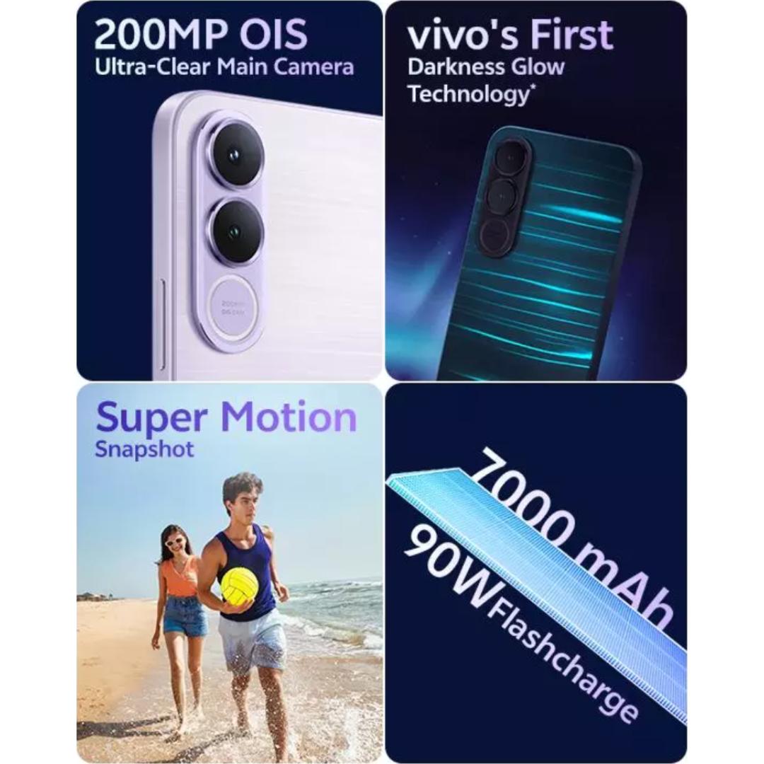 Vivo V70 FE 5G 17.35 Centimeter (6.83) Dual Rear Camera 200 MP OIS Ultra-Clear Main Camera + 50 MP Cemera, 8 MP Wide-Angle & 50 MP Front Camera 120Hz 1.5K Ultra Clear AMOLED Display Mediatek® Dimensity® 7360-Turbo Octa Core Processor Smartphones Mobile
