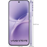 Vivo V70 FE 5G 17.35 Centimeter (6.83) Dual Rear Camera 200 MP OIS Ultra-Clear Main Camera + 50 MP Cemera, 8 MP Wide-Angle & 50 MP Front Camera 120Hz 1.5K Ultra Clear AMOLED Display Mediatek® Dimensity® 7360-Turbo Octa Core Processor Smartphones Mobile