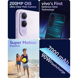 Vivo V70 FE 5G 17.35 Centimeter (6.83) Dual Rear Camera 200 MP OIS Ultra-Clear Main Camera + 50 MP Cemera, 8 MP Wide-Angle & 50 MP Front Camera 120Hz 1.5K Ultra Clear AMOLED Display Mediatek® Dimensity® 7360-Turbo Octa Core Processor Smartphones Mobile